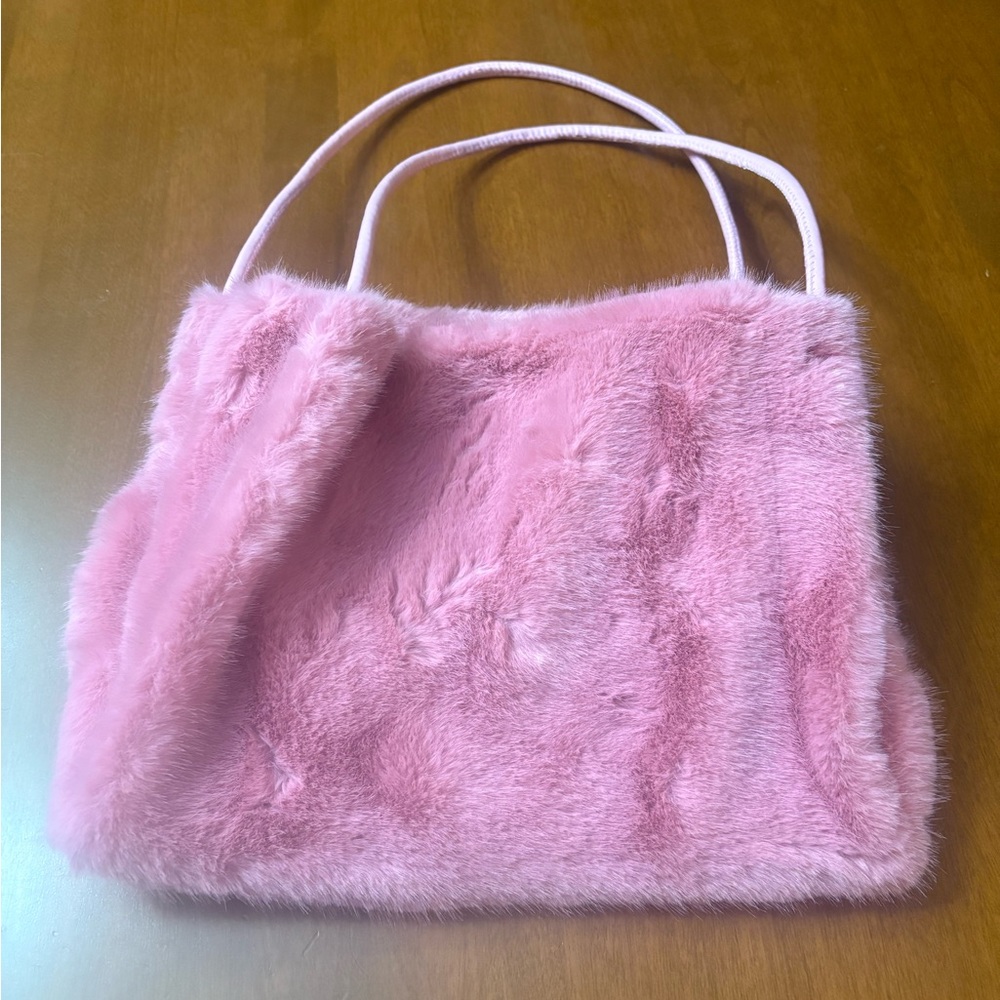 Elegant Pink Faux Fur Mini Bag